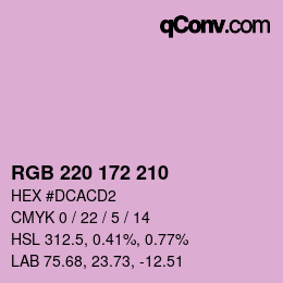 Color code: RGB 220 172 210 | qconv.com