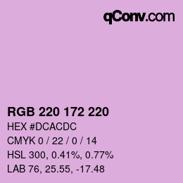 Color code: RGB 220 172 220 | qconv.com