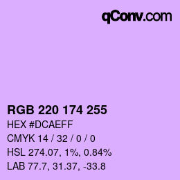 カラーコード: RGB 220 174 255 | qconv.com