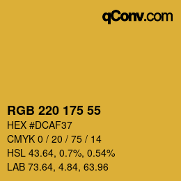 Color code: RGB 220 175 55 | qconv.com
