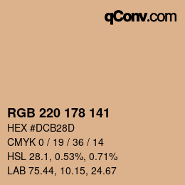 Color code: RGB 220 178 141 | qconv.com