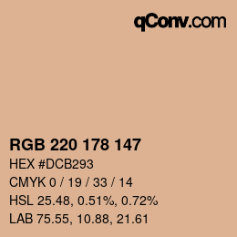 Color code: RGB 220 178 147 | qconv.com