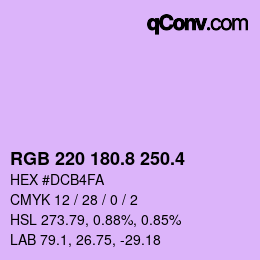 カラーコード: RGB 220 180.8 250.4 | qconv.com