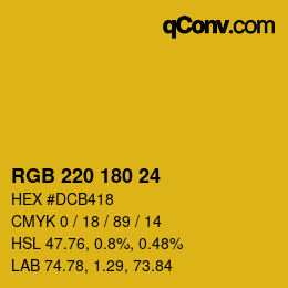 Código de color: RGB 220 180 24 | qconv.com