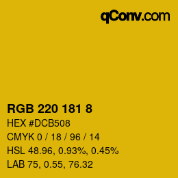 カラーコード: RGB 220 181 8 | qconv.com