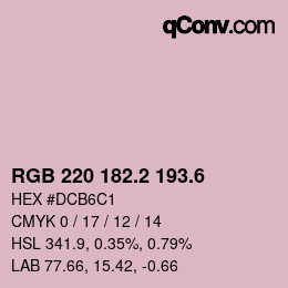 カラーコード: RGB 220 182.2 193.6 | qconv.com