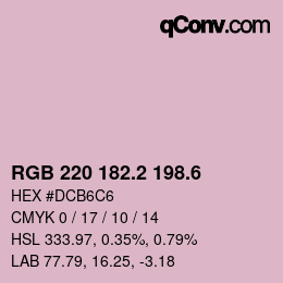 カラーコード: RGB 220 182.2 198.6 | qconv.com