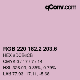 カラーコード: RGB 220 182.2 203.6 | qconv.com