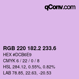 カラーコード: RGB 220 182.2 233.6 | qconv.com