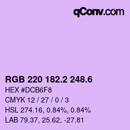 カラーコード: RGB 220 182.2 248.6 | qconv.com