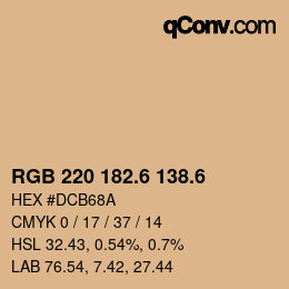 カラーコード: RGB 220 182.6 138.6 | qconv.com