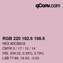 カラーコード: RGB 220 182.6 198.6 | qconv.com