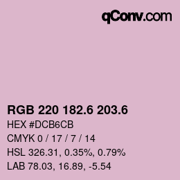 カラーコード: RGB 220 182.6 203.6 | qconv.com