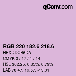 カラーコード: RGB 220 182.6 218.6 | qconv.com