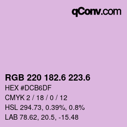 カラーコード: RGB 220 182.6 223.6 | qconv.com