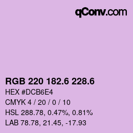 カラーコード: RGB 220 182.6 228.6 | qconv.com