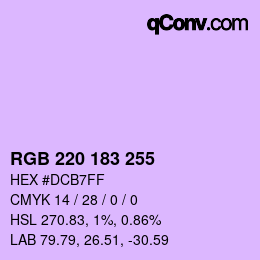 Color code: RGB 220 183 255 | qconv.com