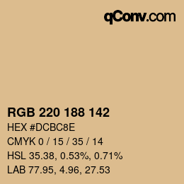 Color code: RGB 220 188 142 | qconv.com