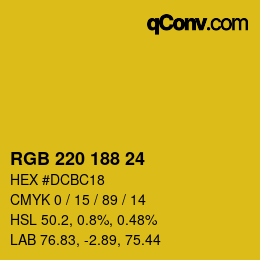 Color code: RGB 220 188 24 | qconv.com