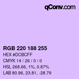 Color code: RGB 220 188 255 | qconv.com