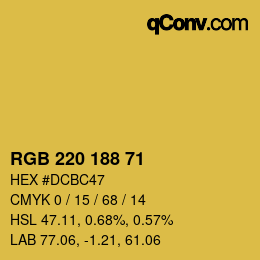 Color code: RGB 220 188 71 | qconv.com