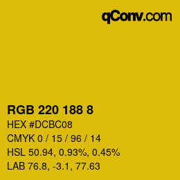 カラーコード: RGB 220 188 8 | qconv.com