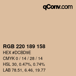 颜色代码: RGB 220 189 158 | qconv.com