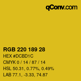 カラーコード: RGB 220 189 28 | qconv.com
