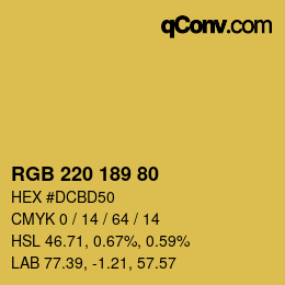 颜色代码: RGB 220 189 80 | qconv.com