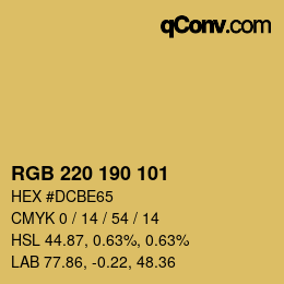 Color code: RGB 220 190 101 | qconv.com