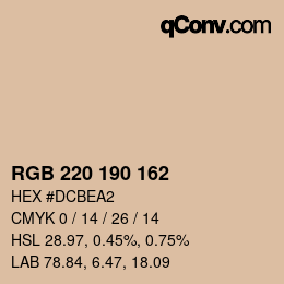 Color code: RGB 220 190 162 | qconv.com