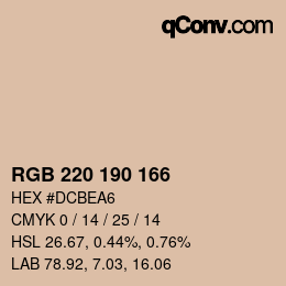 Color code: RGB 220 190 166 | qconv.com