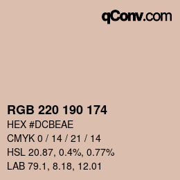 カラーコード: RGB 220 190 174 | qconv.com