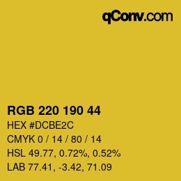 Color code: RGB 220 190 44 | qconv.com