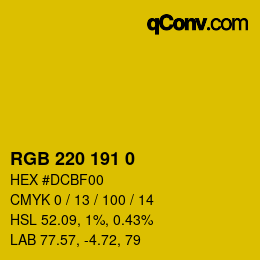 カラーコード: RGB 220 191 0 | qconv.com