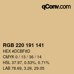Color code: RGB 220 191 141 | qconv.com