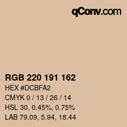 Color code: RGB 220 191 162 | qconv.com