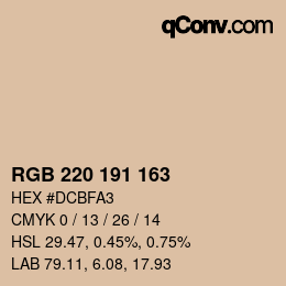 Farbcode: RGB 220 191 163 | qconv.com