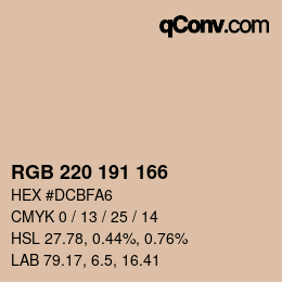 Color code: RGB 220 191 166 | qconv.com