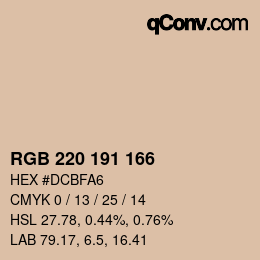 Color code: RGB 220 191 166 | qconv.com