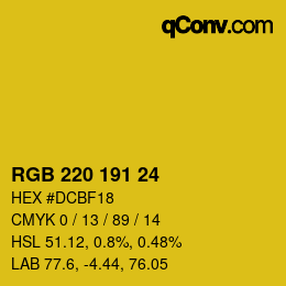 Color code: RGB 220 191 24 | qconv.com