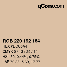 Color code: RGB 220 192 164 | qconv.com