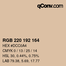 颜色代码: RGB 220 192 164 | qconv.com