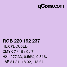 カラーコード: RGB 220 192 237 | qconv.com