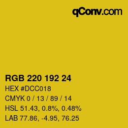 颜色代码: RGB 220 192 24 | qconv.com