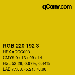 Color code: RGB 220 192 3 | qconv.com
