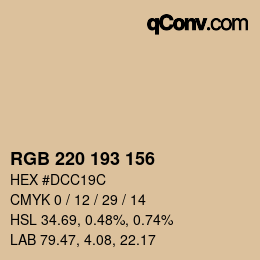 カラーコード: RGB 220 193 156 | qconv.com