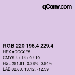 カラーコード: RGB 220 198.4 229.4 | qconv.com