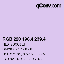 カラーコード: RGB 220 198.4 239.4 | qconv.com