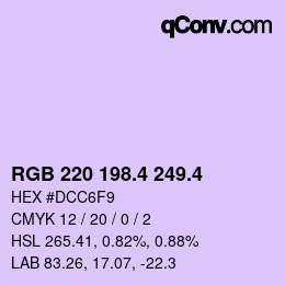 カラーコード: RGB 220 198.4 249.4 | qconv.com